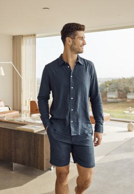 Shorts | Hør/bambusviskose | Navy