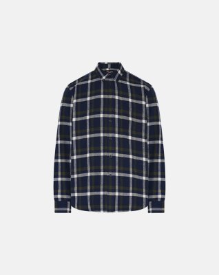 Flannel skjorte | 100% bomuld | Navy/hvid -ProActive