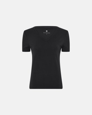 T-shirt v-neck, Bambusviskose, Sort