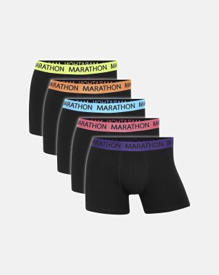 Tights | 5-pak | Bambusviskose | Sort med farvet elastik -Marathon