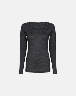 Langærmet t-shirt | Økologisk uld | Mørk grå -JBS of Denmark Women