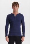 Langærmet t-shirt "grandad" | 100% økologisk bomuld | Navy -JBS