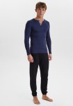Langærmet t-shirt "grandad" | 100% økologisk bomuld | Navy -JBS