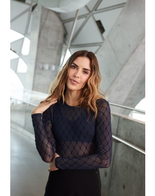 Bluse "mesh" | Polyamid | Navy -Hype the Detail