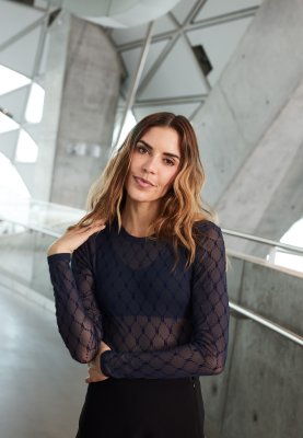 Bluse "mesh" | Polyamid | Navy