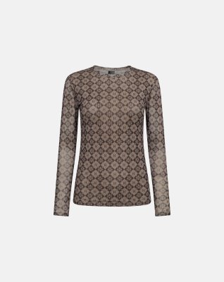 Bluse "mesh" | Polyester | Brun -Hype the Detail