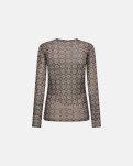 Bluse "mesh" | Polyester | Brun -Hype the Detail