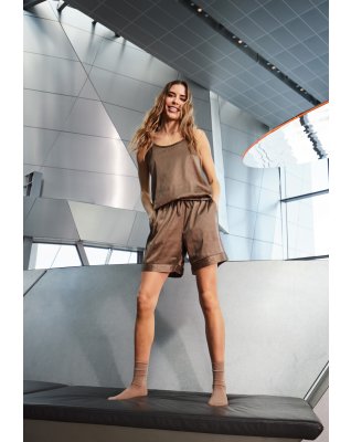 Pyjamas m. shorts "satin" | Polyester | Brun -Hype the Detail