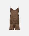 Pyjamas m. shorts "satin" | Polyester | Brun -Hype the Detail