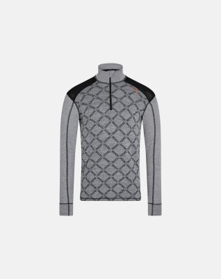 Pullover "half zip" | 100% uld | Grå -Dovre