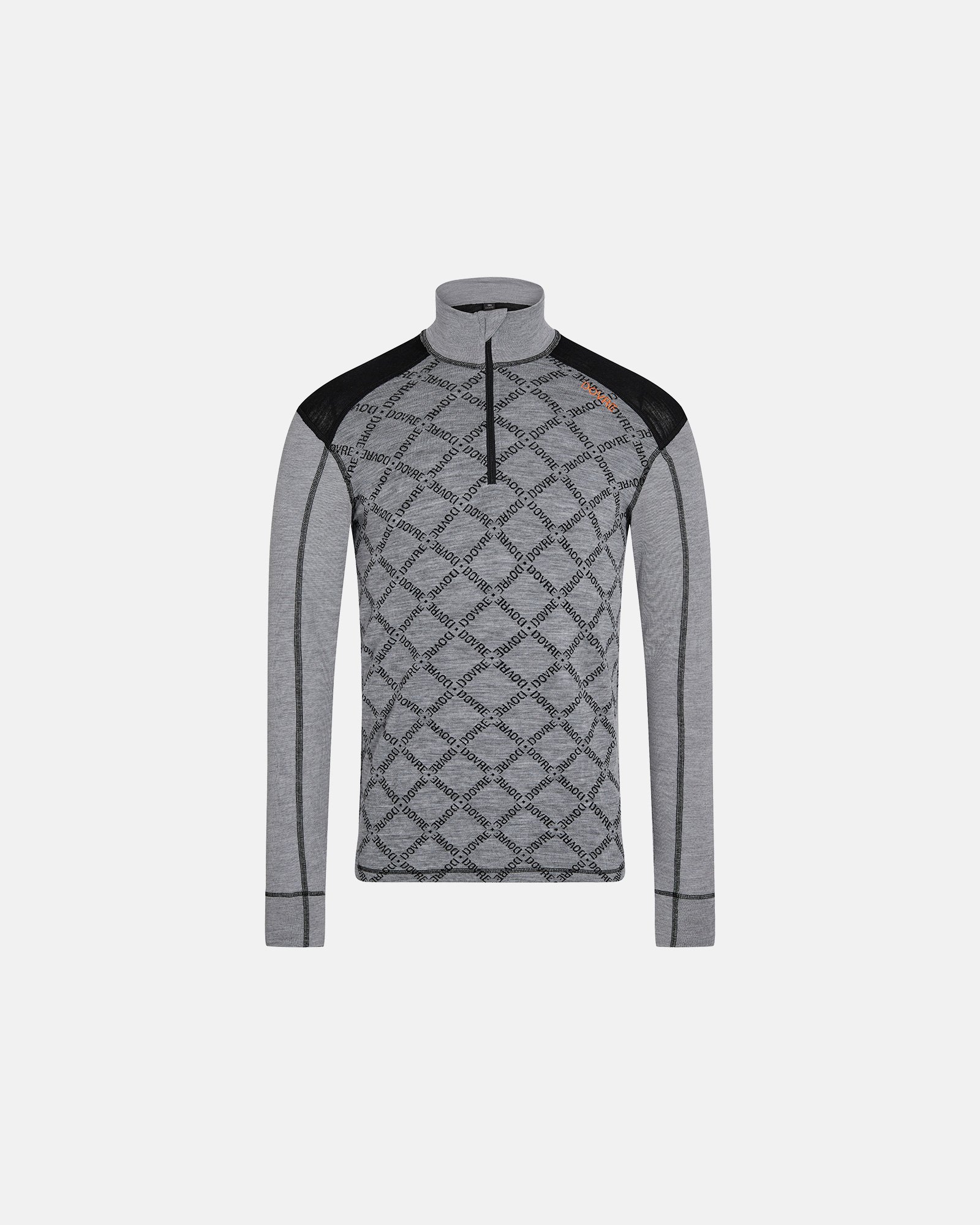 Pullover "half zip" | 100% uld | Grå -Dovre