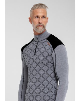 Pullover "half zip" | 100% uld | Grå -Dovre