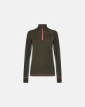 Langærmet undertrøje "half zip" | 100% uld | Grøn -Dovre Women