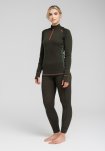 Langærmet undertrøje "half zip" | 100% uld | Grøn -Dovre Women