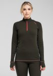 Langærmet undertrøje "half zip" | 100% uld | Grøn -Dovre Women