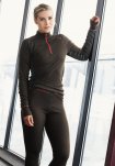 Langærmet undertrøje "half zip" | 100% uld | Grøn -Dovre Women