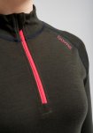 Langærmet undertrøje "half zip" | 100% uld | Grøn -Dovre Women