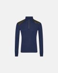 Langærmet t-shirt | 100% uld | Blå/grøn -Dovre