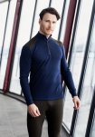 Langærmet t-shirt | 100% uld | Blå/grøn -Dovre