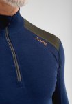 Langærmet t-shirt | 100% uld | Blå/grøn -Dovre