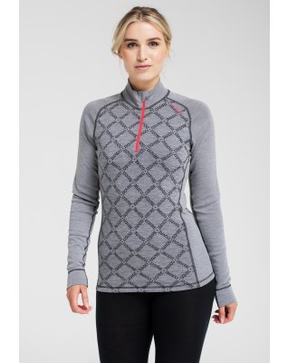 Pullover "half zip" | 100% uld | Grå -Dovre Women