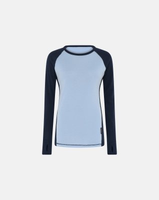 Langærmet t-shirt | 100% merino uld | Blå/navy -Dovre Women