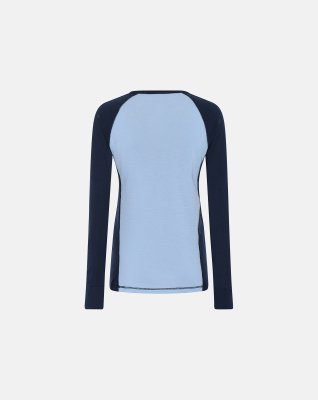 Langærmet t-shirt | 100% merino uld | Blå/navy -Dovre Women