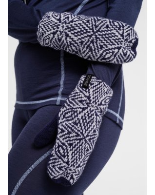 Vanter med mønster | Merino uld | Navy -Dovre Women