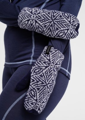 Vanter med mønster | Merino uld | Navy
