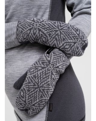 Vanter med mønster | Merino uld | Grå -Dovre Women