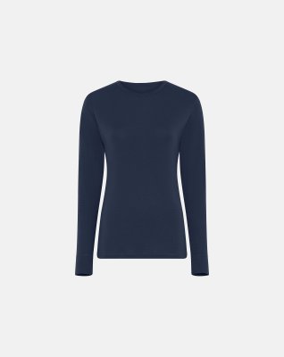 Langærmet t-shirt | 100% merino uld | Navy -Dovre Women