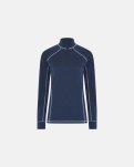 Langærmet t-shirt "half zip" | 100% merino uld | Navy -Dovre Women