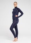Langærmet t-shirt "half zip" | 100% merino uld | Navy -Dovre Women
