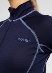 Langærmet t-shirt "half zip" | 100% merino uld | Navy -Dovre Women