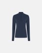 Langærmet t-shirt "half zip" | 100% merino uld | Navy - Dovre Women