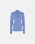 Langærmet t-shirt "half zip" | 100% merino uld | Blå -Dovre Women