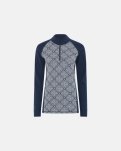 Langærmet t-shirt "half zip" | 100% merino uld | Navy -Dovre Women