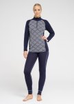 Langærmet t-shirt "half zip" | 100% merino uld | Navy -Dovre Women