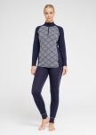 Langærmet t-shirt "half zip" | 100% merino uld | Navy -Dovre Women
