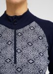 Langærmet t-shirt "half zip" | 100% merino uld | Navy -Dovre Women