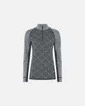 Langærmet t-shirt "half zip" | 100% merino uld | Grå -Dovre Women
