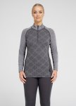 Langærmet t-shirt "half zip" | 100% merino uld | Grå -Dovre Women