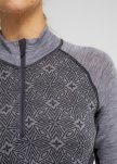 Langærmet t-shirt "half zip" | 100% merino uld | Grå -Dovre Women