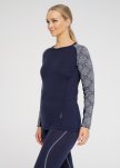 Langærmet t-shirt | 100% merino uld | Navy -Dovre Women