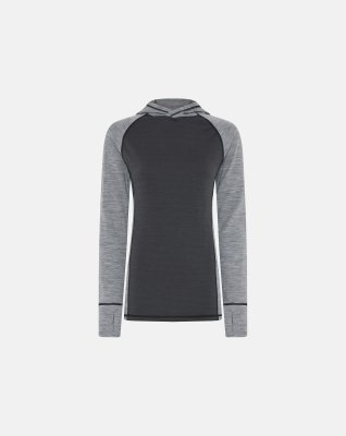 Langærmet t-shirt med hætte | 100 % merino uld | Grå -Dovre Women