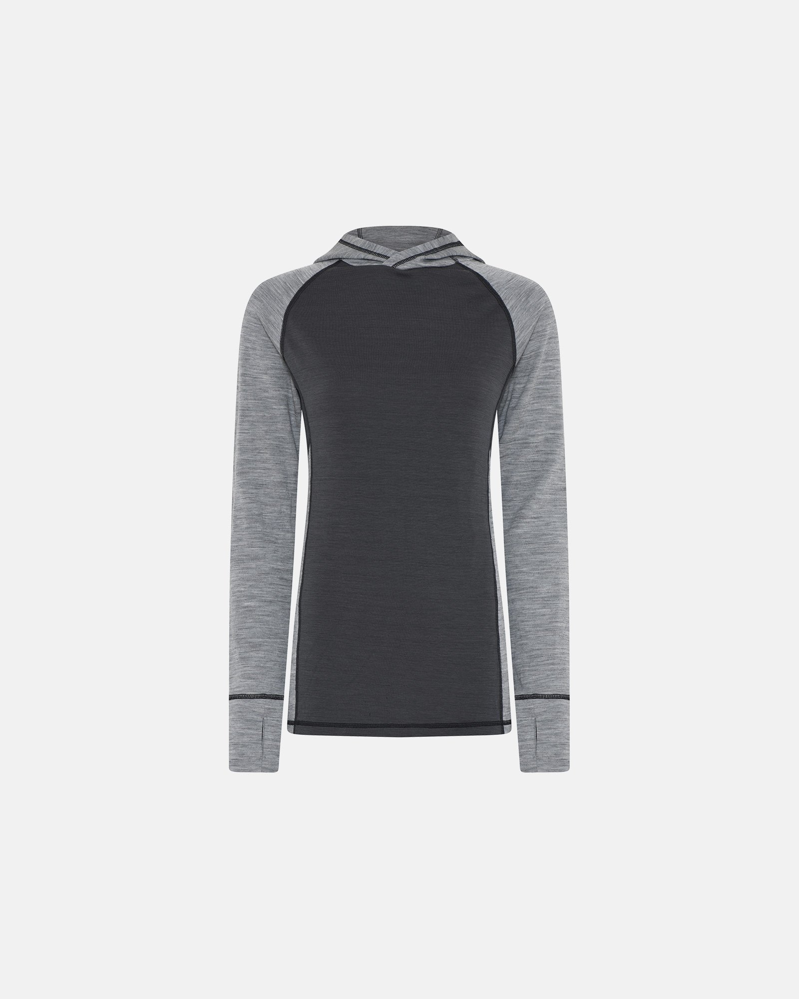 Langærmet t-shirt med hætte | 100 % merino uld | Grå -Dovre Women