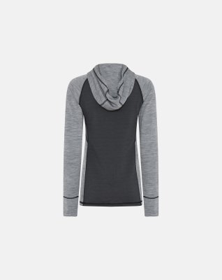 Langærmet t-shirt med hætte | 100 % merino uld | Grå -Dovre Women