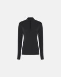 Langærmet t-shirt "half zip" | 100% merino uld | Sort -Dovre Women