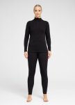 Langærmet t-shirt "half zip" | 100% merino uld | Sort -Dovre Women