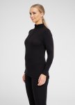 Langærmet t-shirt "half zip" | 100% merino uld | Sort -Dovre Women